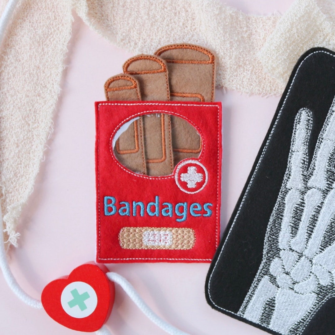 Reusable Felt Bandages Pack Pretend Play Montessori Doctor Kit Felt