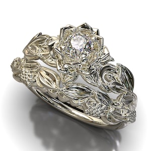 Leaf Engagement Ring, Nature Inspired Engagement Ring, Nature