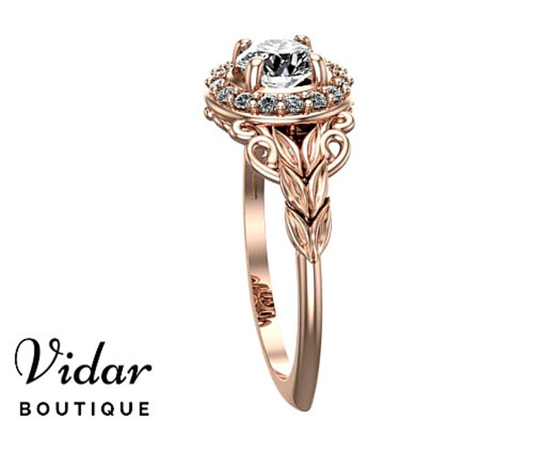 Flower Engagement Ring Unique Engagement Ring Rose Gold Etsy