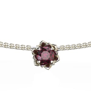 Dainty Ruby Necklace / Minimalist Lotus Necklace / Floral Pendant / White Gold Ruby Pendant / Birth Month Flower Necklace / Floral Necklace