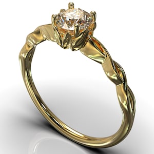 Floral Engagement Ring / Dainty Flower Ring / Diamond Engagement Ring For Women / Gold Engagement Ring / Leaf Engagement Ring / Celtic Ring