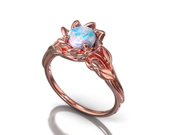Opal Engagement Rings Flower Rose Gold