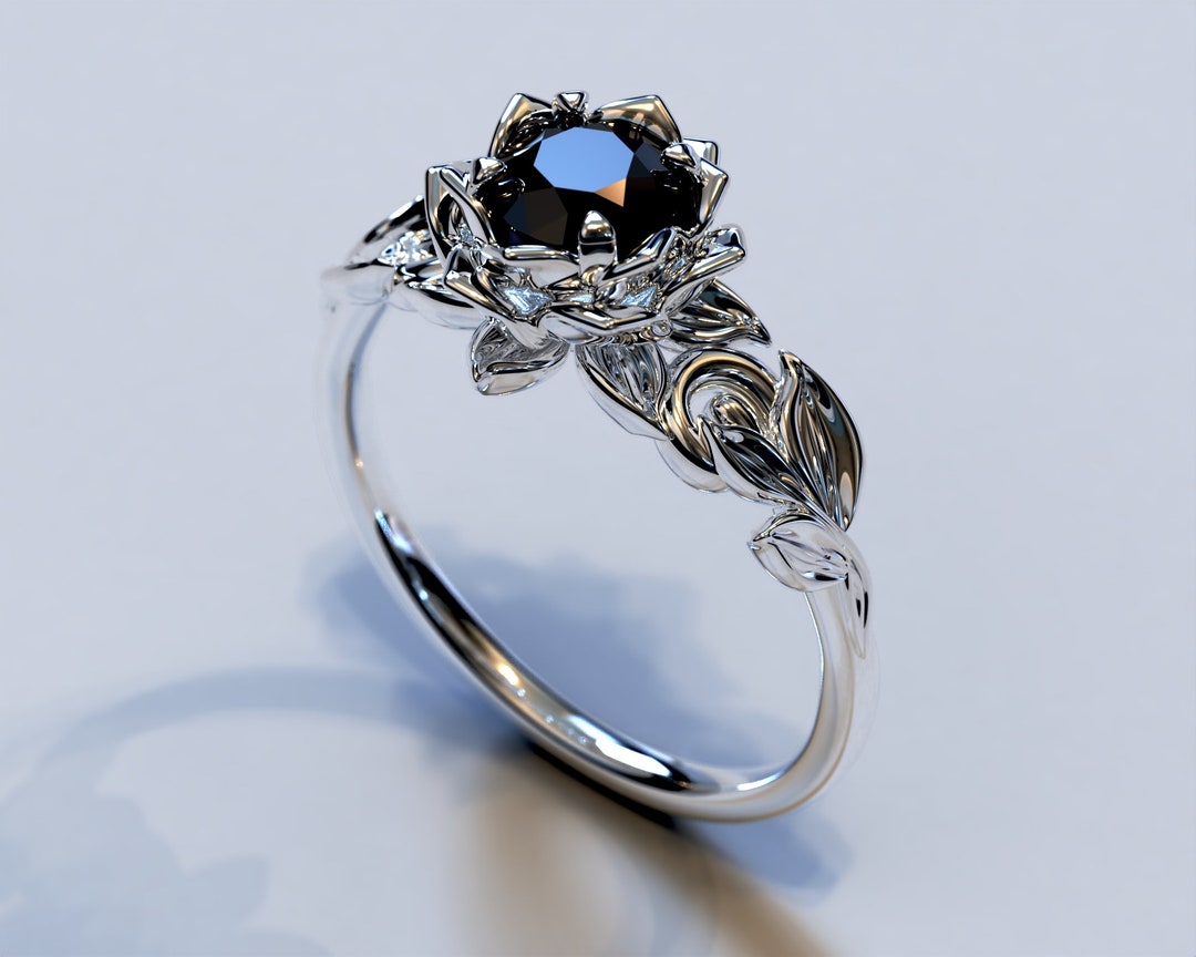Black Diamond Ring, Black Diamond Engagement Ring, Gothic Ring