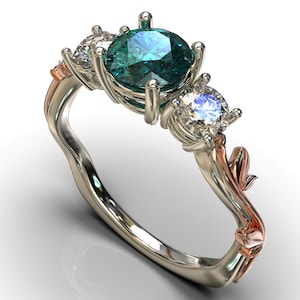 Nature Inspired Engagement Ring / Twig Leaf Ring / Rose Gold Engagement Ring / Sapphire Montana Engagement Ring / Floral Wedding Ring