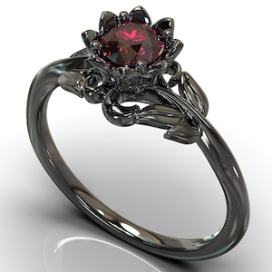 Black ring with red ruby best sale