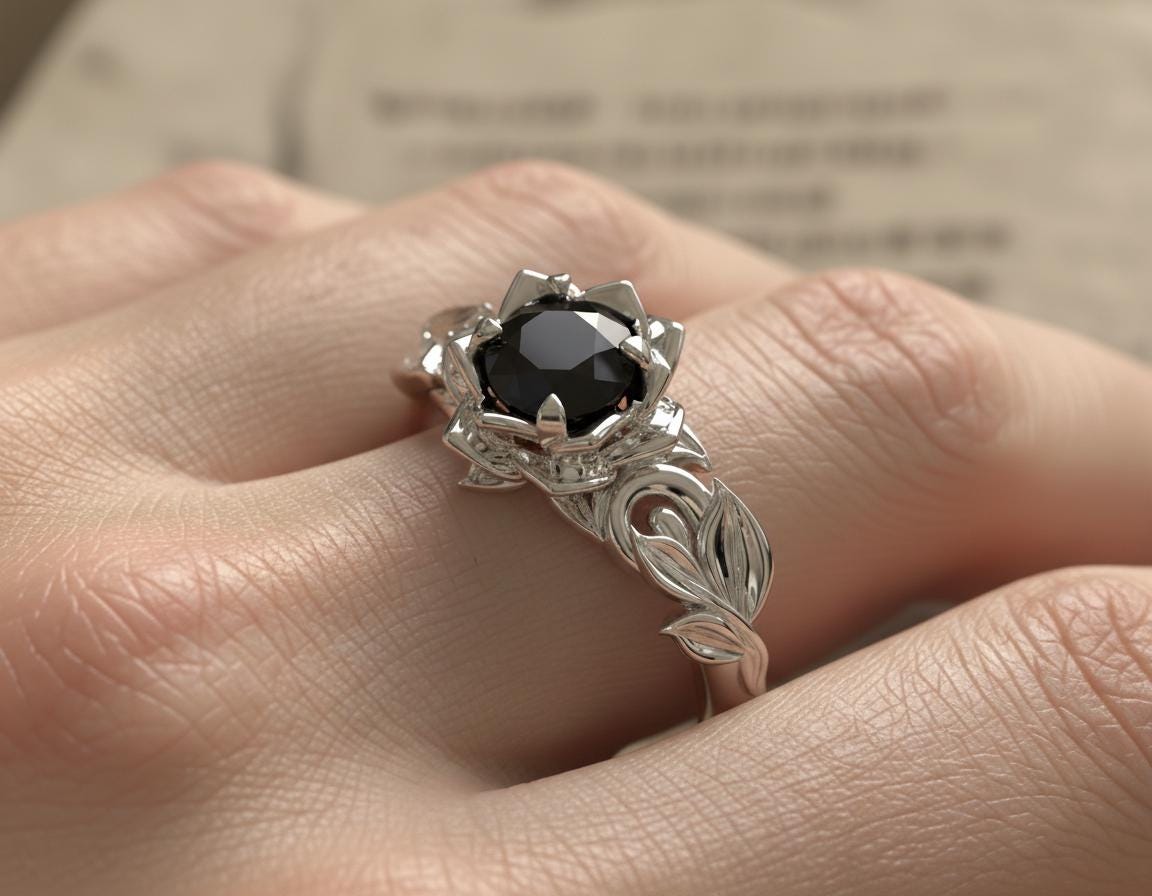 Buy Black Diamond Ring, Black Diamond Engagement Ring, Gothic Ring