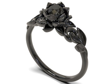 Black Diamond Engagement Ring, Black Diamond Ring, Black Gold Ring, Black Gold Diamond Engagement ring, Black Gold Engagement Ring