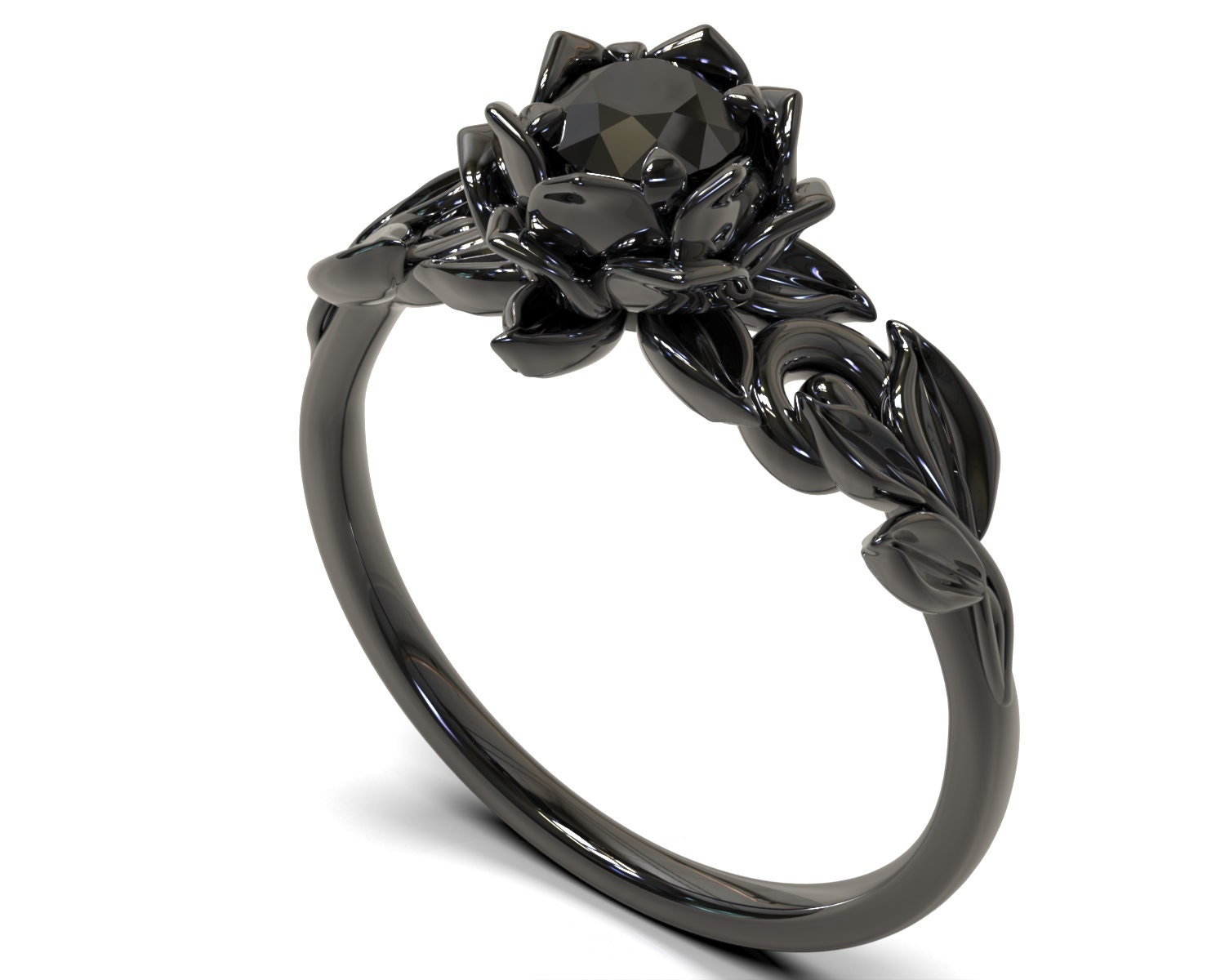 Black Diamond Engagement Ring, Black Diamond Ring, Black Gold Ring, Black Gold Diamond Engagement Ring, Black Gold Engagement Ring