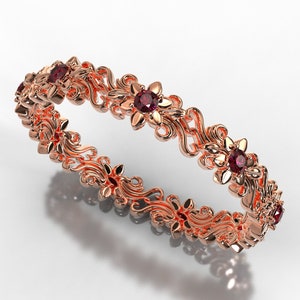 Ruby Wedding Band, Vintage Wedding Band, Ruby Gold Ring, Rose Gold Ruby Ring, Vintage Ruby Ring, Gold Wedding Band, Women Wedding Band