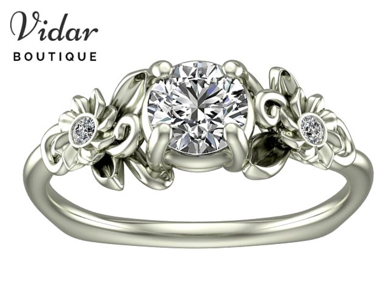Flower Engagement Ring Unique Engagement Ring 1 Carat Ring Etsy