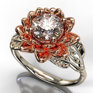 Lotus Ring, Unique Engagement Ring, Flower Ring, Leaf Engagement Ring, Leaf Ring, Diamond Engagement Ring, Nature Engagement Ring, Flower