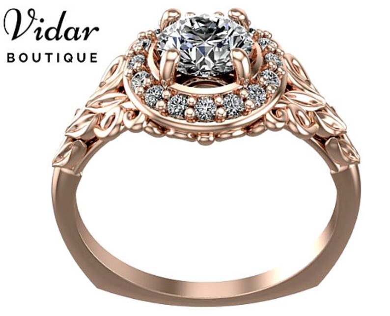 Flower Engagement Ring Unique Engagement Ring Rose Gold Etsy