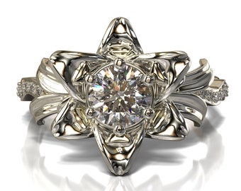 Natural Diamond Wedding Ring Set / Wedding Ring Set / Ring Set / Engagement Ring Set White Gold