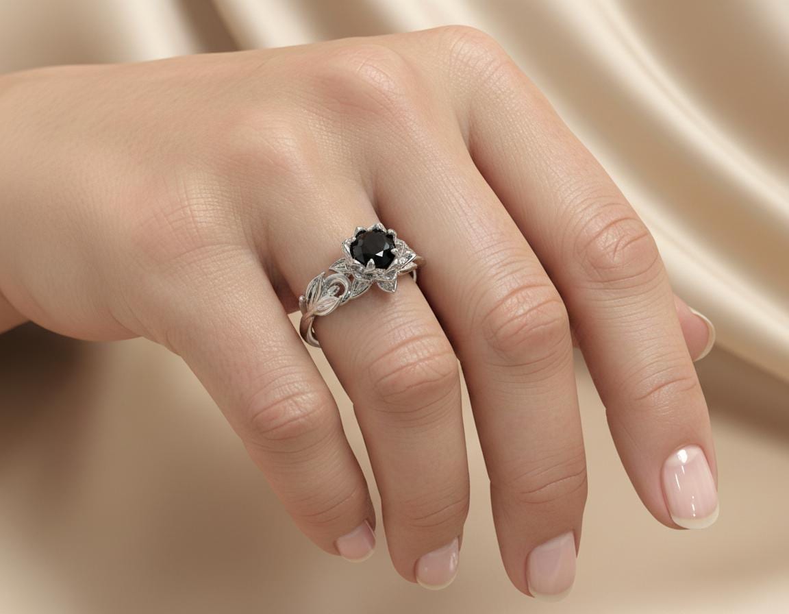 Buy Black Diamond Ring, Black Diamond Engagement Ring, Gothic Ring