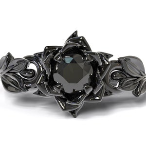 Black Diamond Engagement Ring, Black Diamond Ring, Black Gold Ring, Black Gold Diamond Engagement ring, Black Gold Engagement Ring image 4