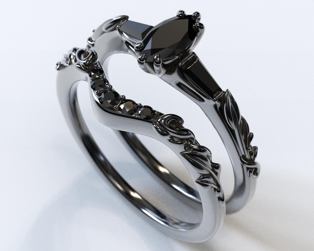 Black Diamond Engagement Ring / Gothic Ring / Gothic Jewelry / Bridal ...