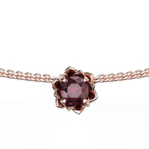 Minimalist Ruby Necklace /  Rose Gold Ruby Pendant / Lotus Necklace / Floral Pendant / Unique Necklace / Bride Necklace For Wedding Day