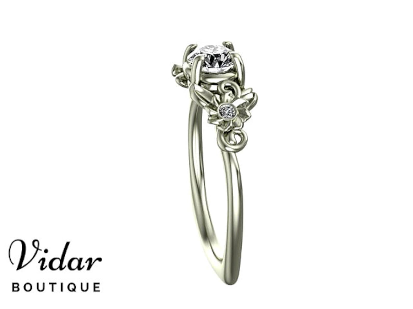 Flower Engagement Ring Unique Engagement Ring 1 Carat Ring Etsy