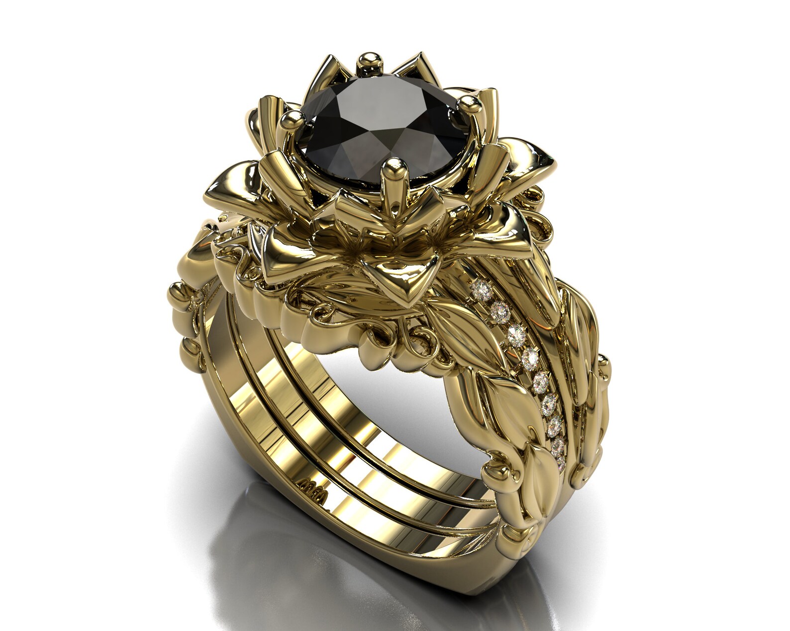 Black Diamond Beading on Gold main image 1