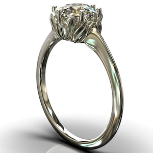 Blumen Diamant Verlobungsring / Einzigartiger Verlobungsring / Blätter Verlobungsring / Weißgold Frauen Verlobungsring / Floral inspirierter Ring