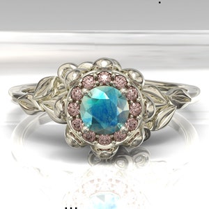 Mondstein Verlobungsring, Mondstein Ring, Lotus Verlobungsring, Floral natur inspirierter Ring, Vintage Blatt Ring