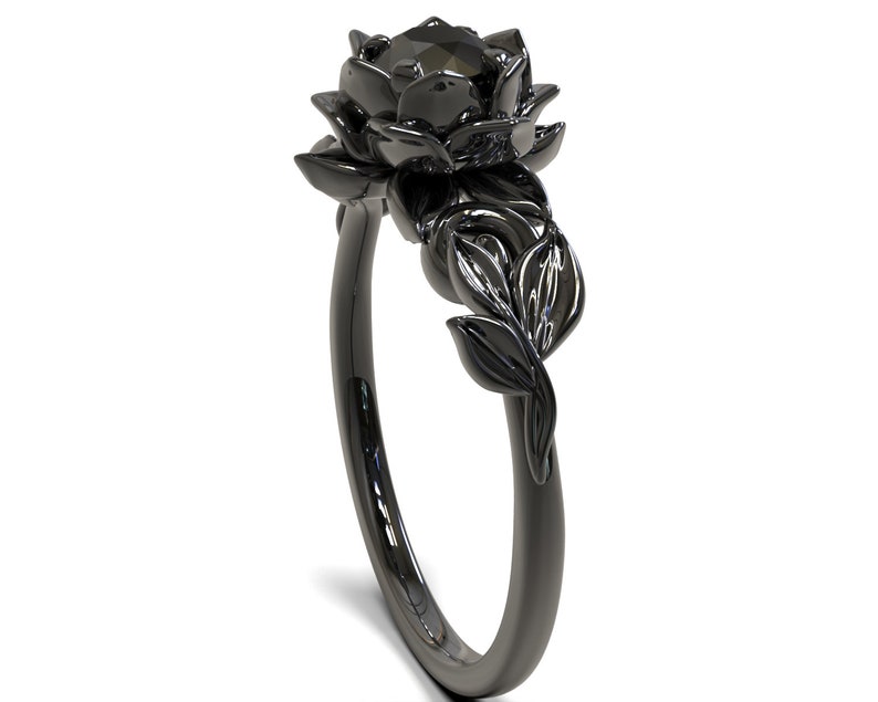 Black Diamond Engagement Ring, Black Diamond Ring, Black Gold Ring, Black Gold Diamond Engagement ring, Black Gold Engagement Ring image 2