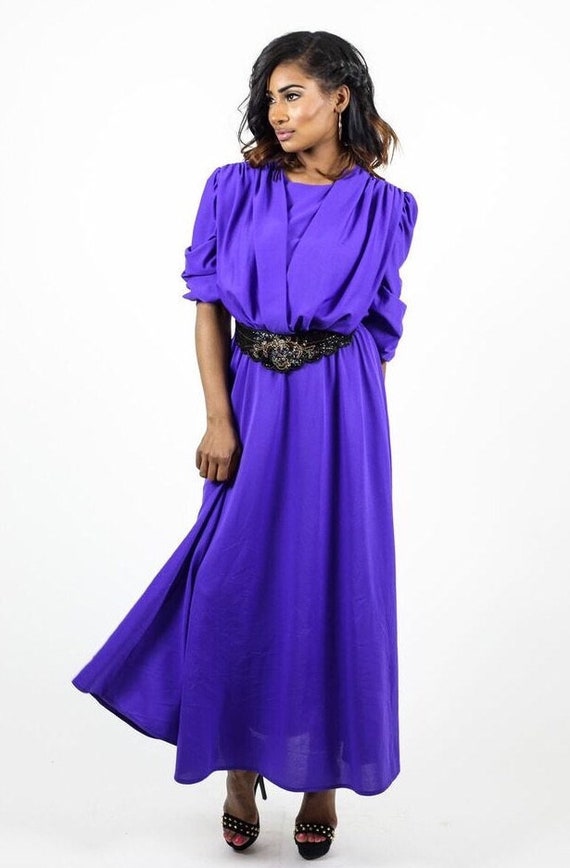 Vintage Purple 70s Plus Size Dress