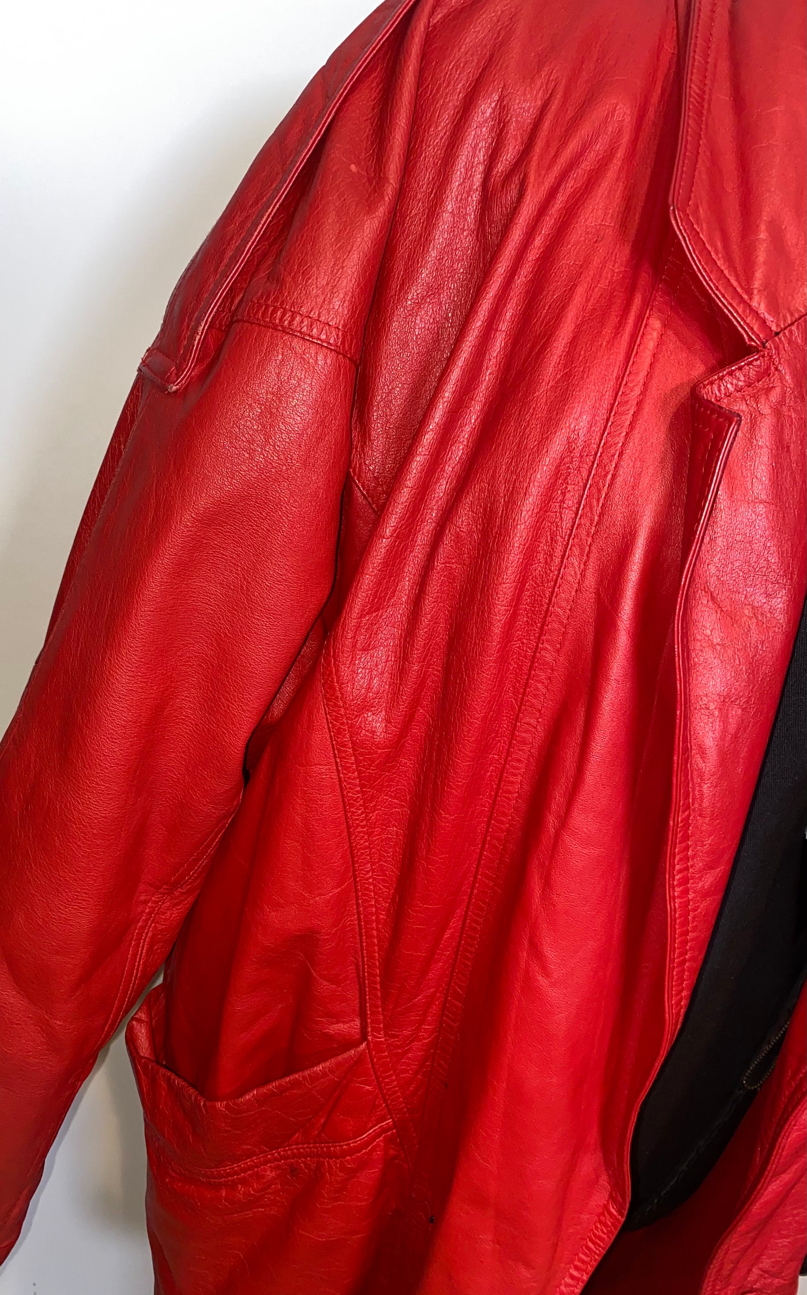 Red Vintage Leather Jacket | Etsy