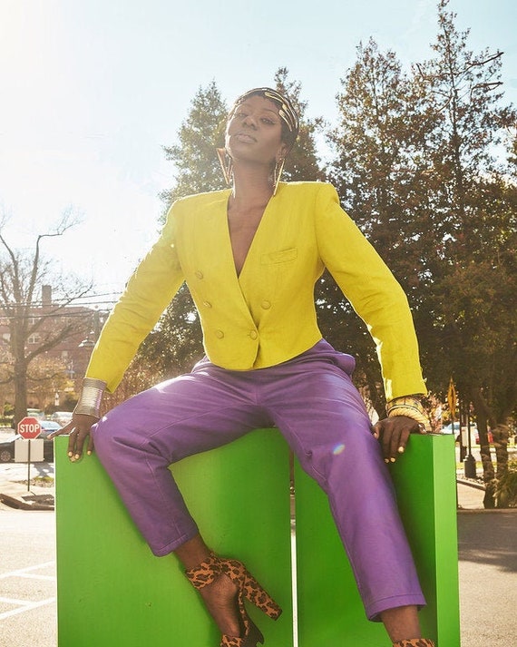 Purple Leather Trousers