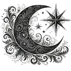 28 Black Celestial Mystical Moon Clipart PNG, Dark Lunar Watercolor, Celestial Sky, Gothic Junk Journal, Dark Moons PNG, Luna Wall Art