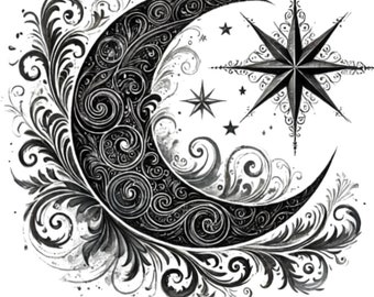28 Black Celestial Mystical Moon Clipart PNG, Dark Lunar Watercolor, Celestial Sky, Gothic Junk Journal, Dark Moons PNG, Luna Wall Art