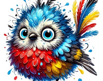 Watercolor Funny Birds Clipart: Whimsical PNG Set (Digital Download)