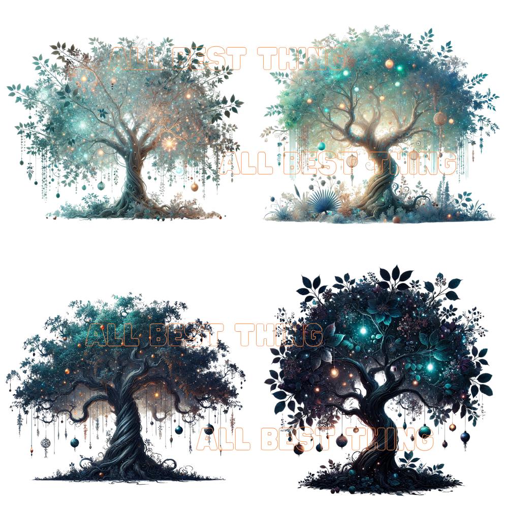 Watercolor Mythical Tree Clipart: Floral Tree Print (digital Download ...