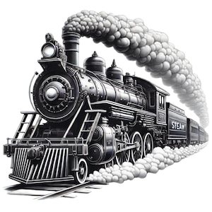 24 Vintage Zug Clipart PNG, hohe Qualität, historische Vintage Zug Clipart Bundle, nostalgische Zug Kunst, druckbar, kommerzielle Nutzung