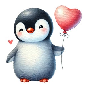 28 Watercolor Cute Penguin Clipart PNG, Printable Watercolor clipart, High Quality PNGs, Digital download, Paper craft, junk journals