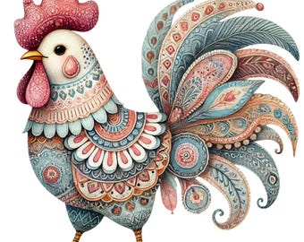 28 Funny Chicken Clipart PNG, Funny Farm Animal Clipart, Printable Watercolor, Digital Download, Card Making, Junk Journals, Quirky Chicken