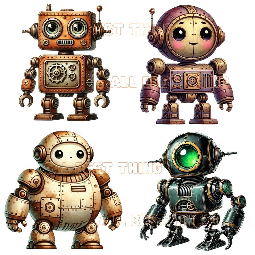 28 Cute Robots Clipart | Retro Robot Clipart | Kids Robot Clipart | Fun ...