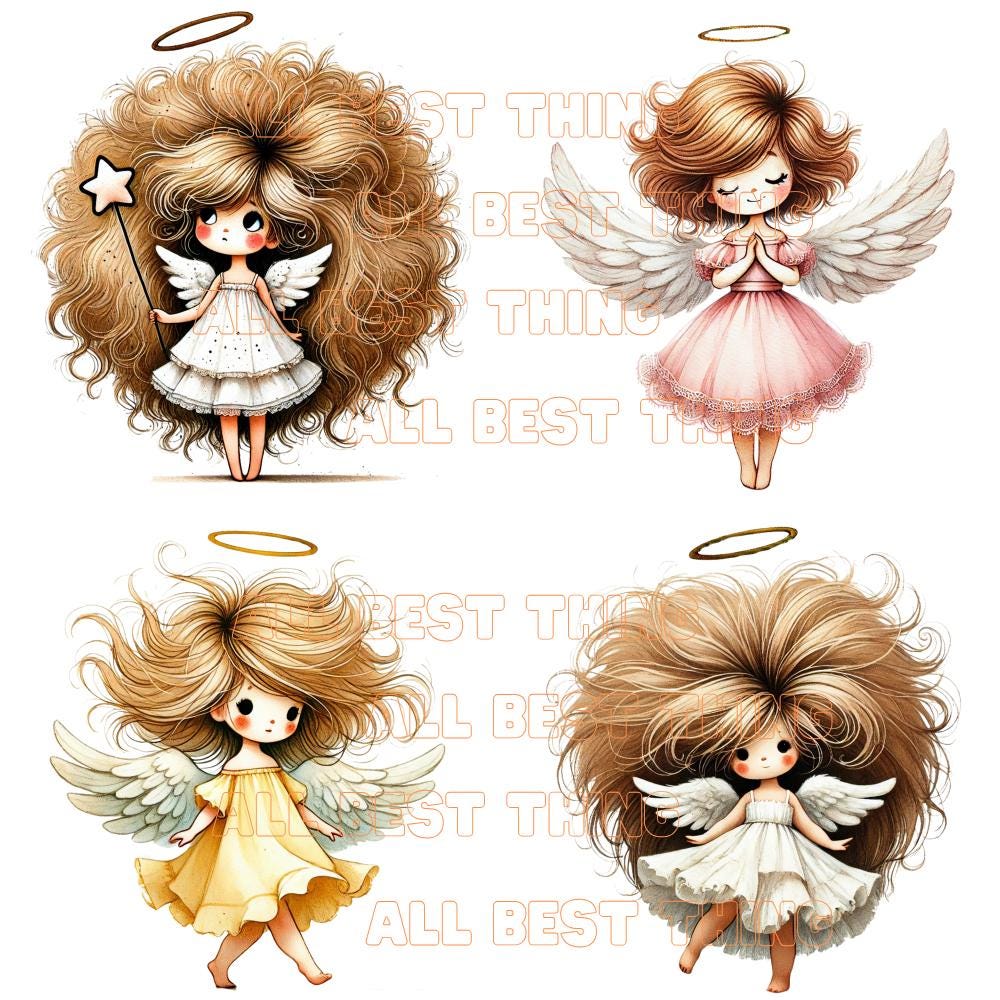 Random Angel Things 28 Quirky Angel PNG Clipart, Whimsical Angel, Watercolor, Fantasy ...