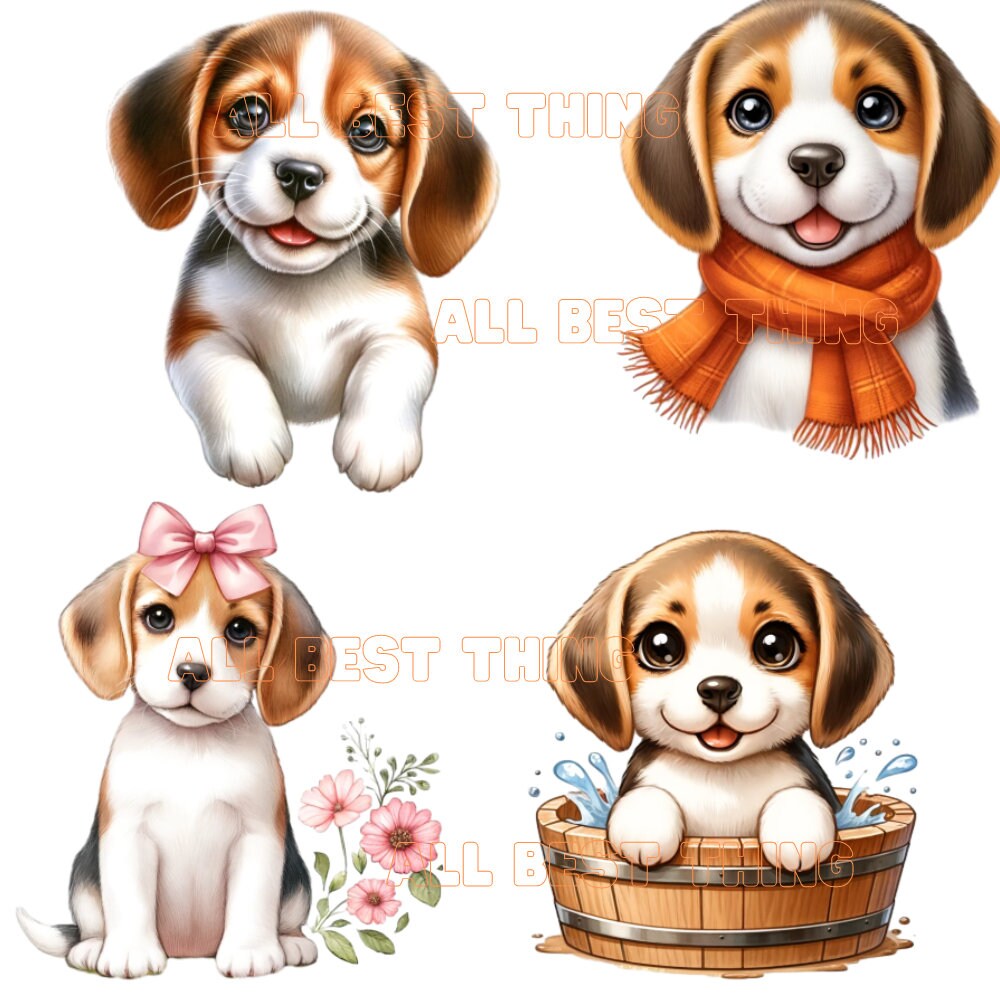 32 Cute Beagle Watercolor PNG Clipart, Cute Dog PNG, Beagle Clipart ...