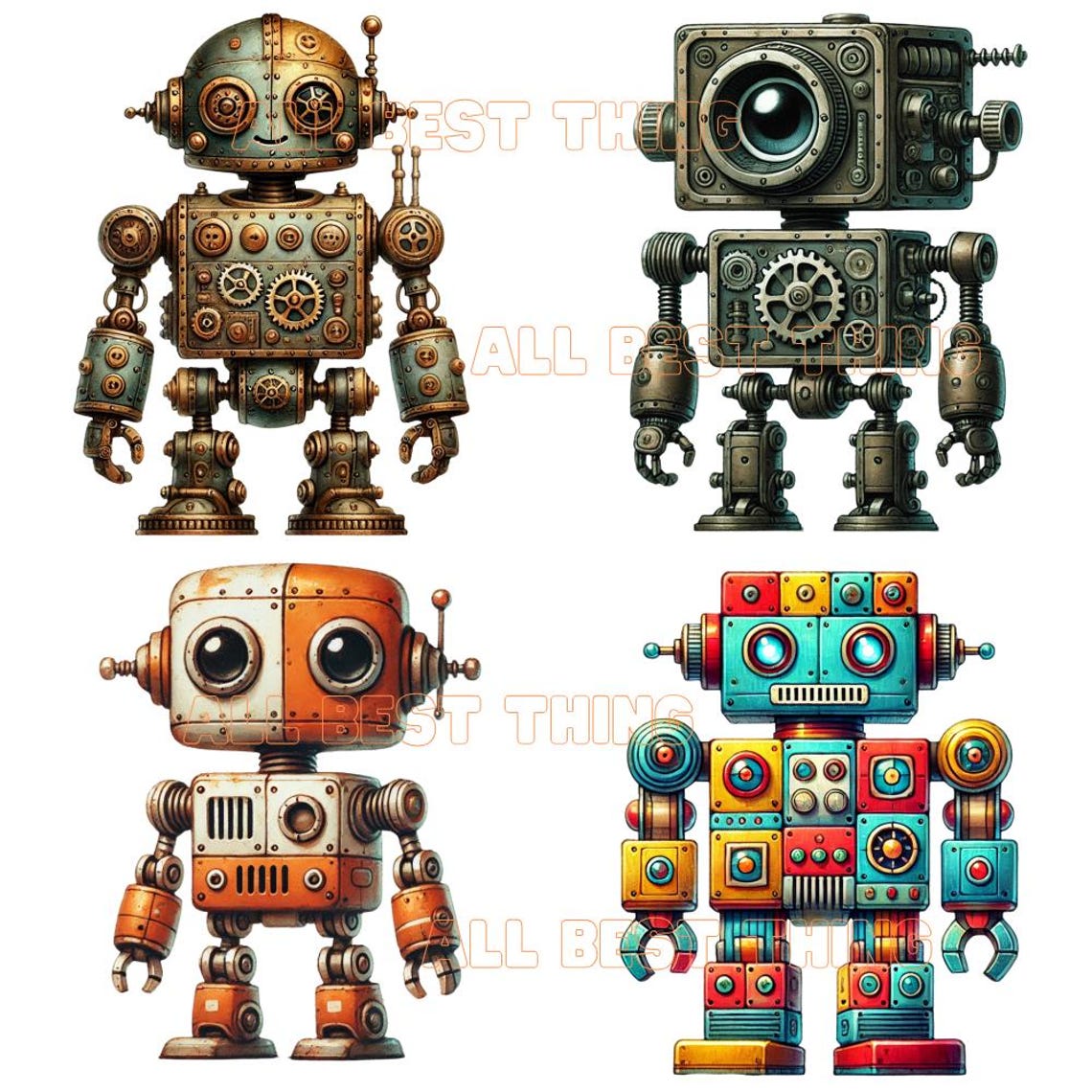 28 Cute Robots Clipart | Retro Robot Clipart | Kids Robot Clipart | Fun ...