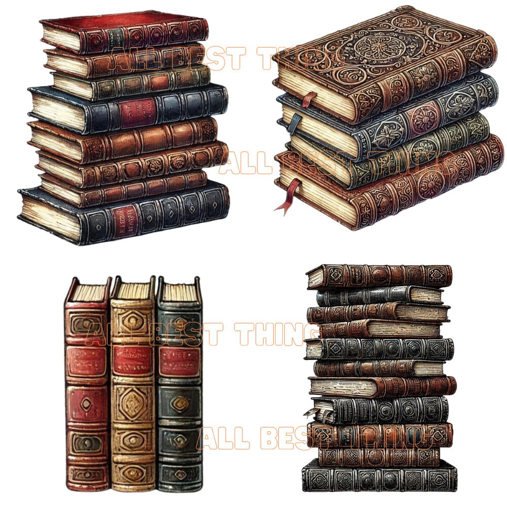28 Old Book Clipart PNG, Vintage Book Clipart, Printable Watercolor
