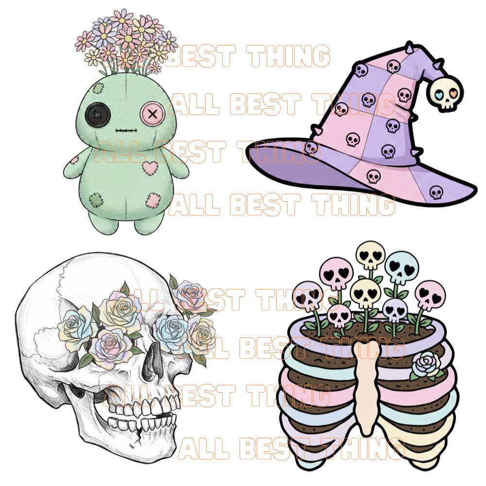 28 Creepy Cute Pastel Goth Spring Clipart Bundle, Printable Digital ...
