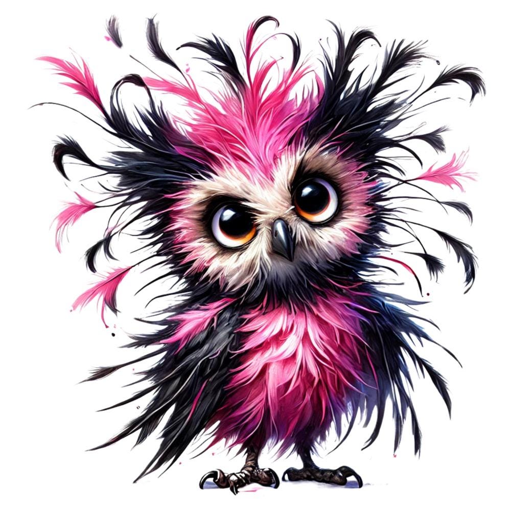 28 Frazzled Owl Clipart PNG, High Res Watercolor PNG for Junk Journaling, Scrapbooking, Card Making,