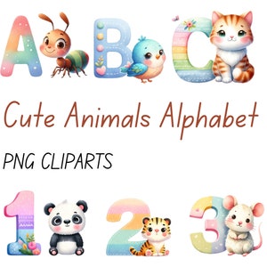 Watercolor Cute Animal Alphabet Collection Clipart, PNG Nursery Clipart, Animals A To Z, Alphabet PNG, Animal Art PNG, Commercial Use