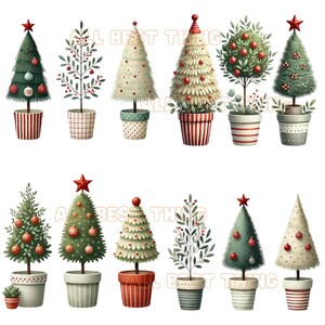 28 Cute Christmas Topiaries Tree Digital PNG, Graphics for Christmas ...