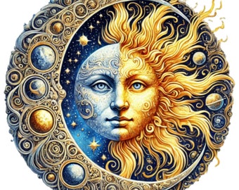 28 Sol Celestial Luna Mística PNG Clipart, Fantasía, Imágenes Prediseñadas Mágicas, Paquete de Imágenes Prediseñadas PNG, Wiccan, Imágenes Prediseñadas Místicas, Uso Comercial Pagano