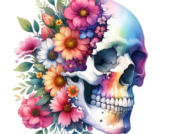24 Floral tête de mort papillon PNG Clipart, tête de mort floral, tête de mort rose, Junk Journal, Scrapbook, Clipart Bundle, graphiques numériques, usage Commercial