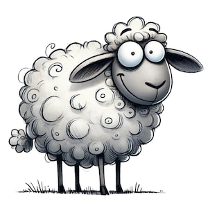 28 Watercolor Funny Sheep PNG Clipart, Whimsical Crazy Sheep Printable Image, Animals Illustration, Digital Download, Junk Journals