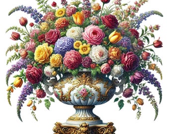 28 Victorian Flower Vase Clipart PNG | Elegant Victorian Vase Clipart Bundle | High-Quality | Floral Art | Printables | Commercial Use