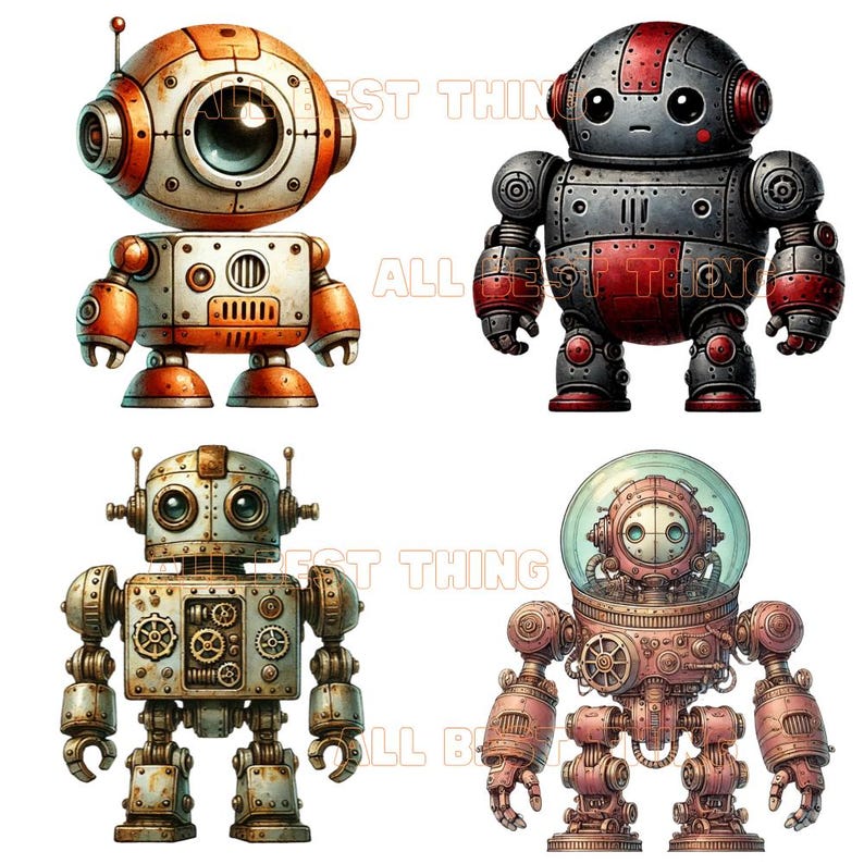 28 Cute Robots Clipart | Retro Robot Clipart | Kids Robot Clipart | Fun ...